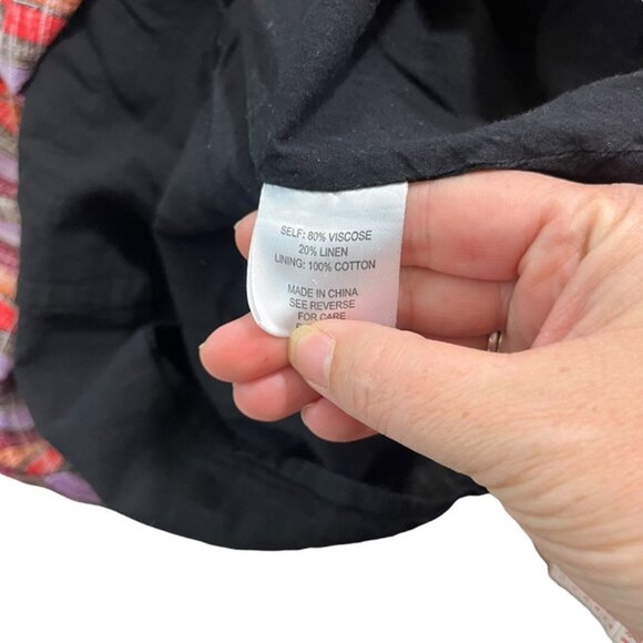 Modcloth dress women's M red purple v neck linen blend sleeveless Retro - Picture 4 of 10